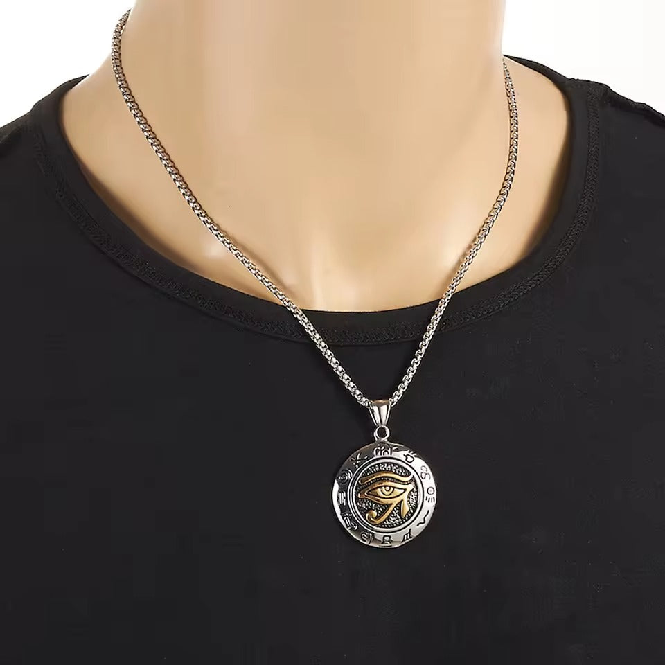 Stainless Steel Egyptian Eye Pendant Necklace - Necklace