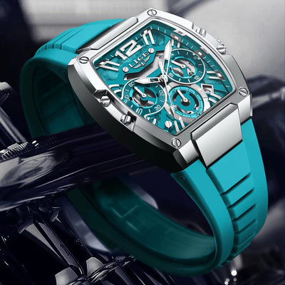 Men's Chronograph Blue Watch with Silicone Strap