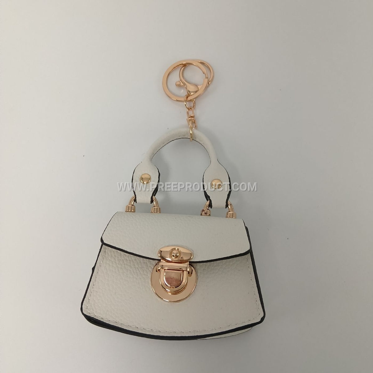 Mini PU Keychain Purse with Fresh-Style Decorative Charm
