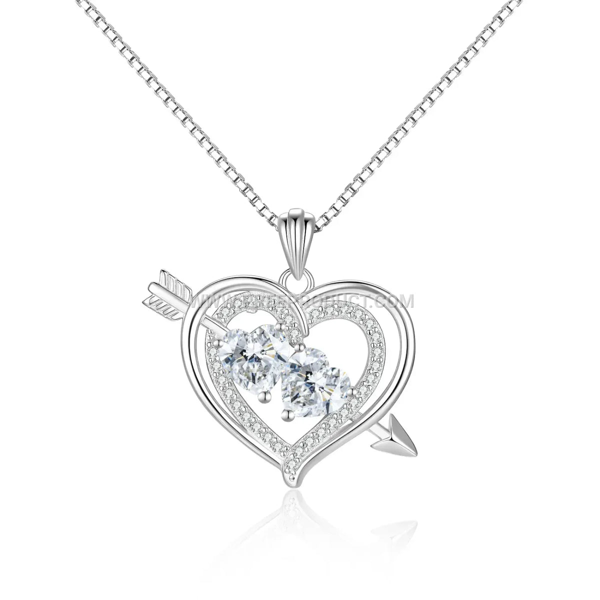 Heart Shaped Sterling Silver Clavicle Pendant Necklace