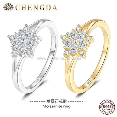 Five Point Star Sterling Silver Moissanite Ring