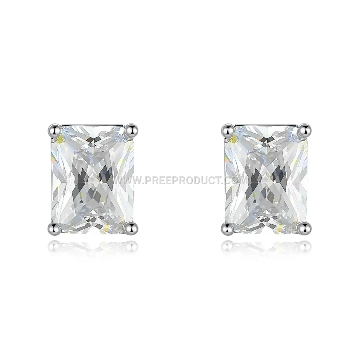 Geometric Cut Moissanite Sterling Silver Stud Earrings