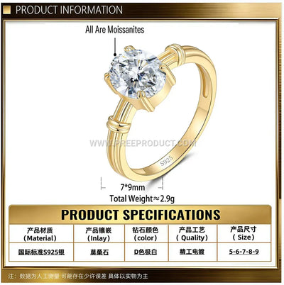 Oval Moissanite Crown Accent Statement Ring in 925 Silver
