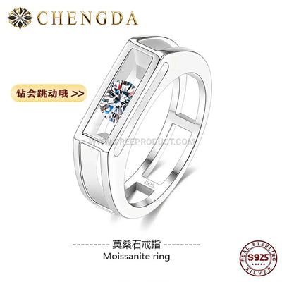 Sliding Square Moissanite Band in Sterling Silver
