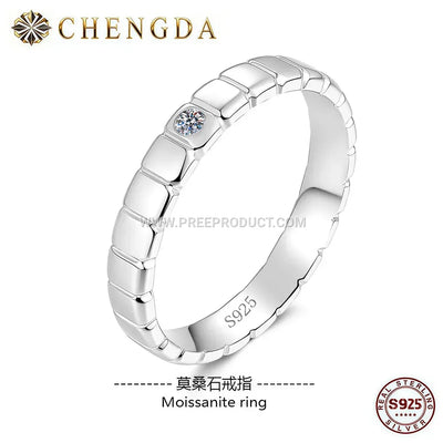 Sleek Square Ice Cube Moissanite Ring in Sterling Silver