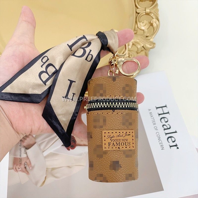 Checkered PU Mini Wallet With Keychain Loop And Earphone Pocket