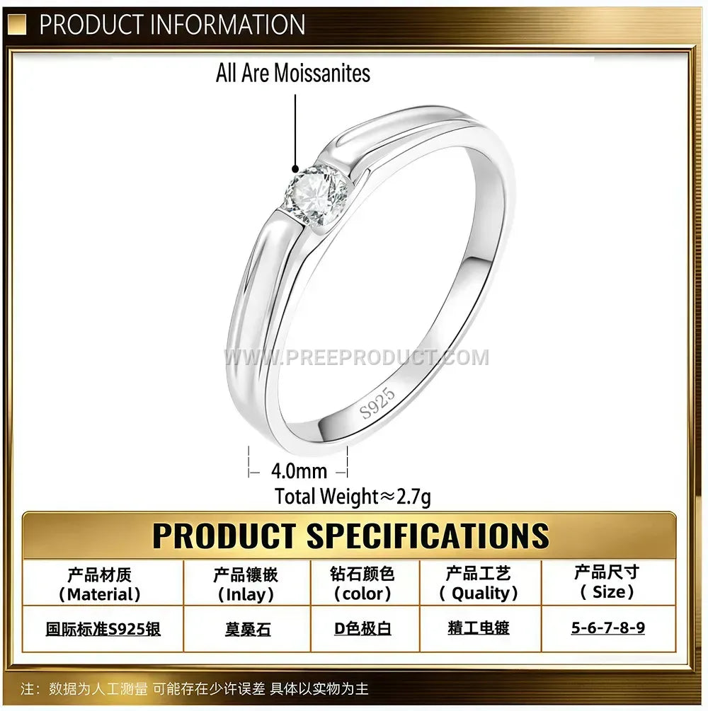 Möbius Moissanite Solitaire Ring in Sterling Silver
