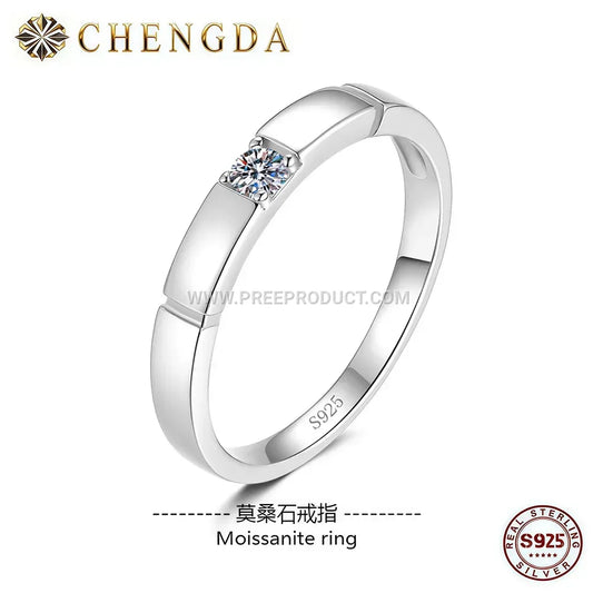 Classic Six Prong Sterling Silver Moissanite Ring