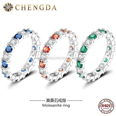 Sterling Silver Geometric Band Ring with Pavé Lab Gemstones