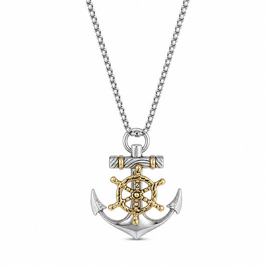Men's Stainless Steel Anchor Pendant Necklace