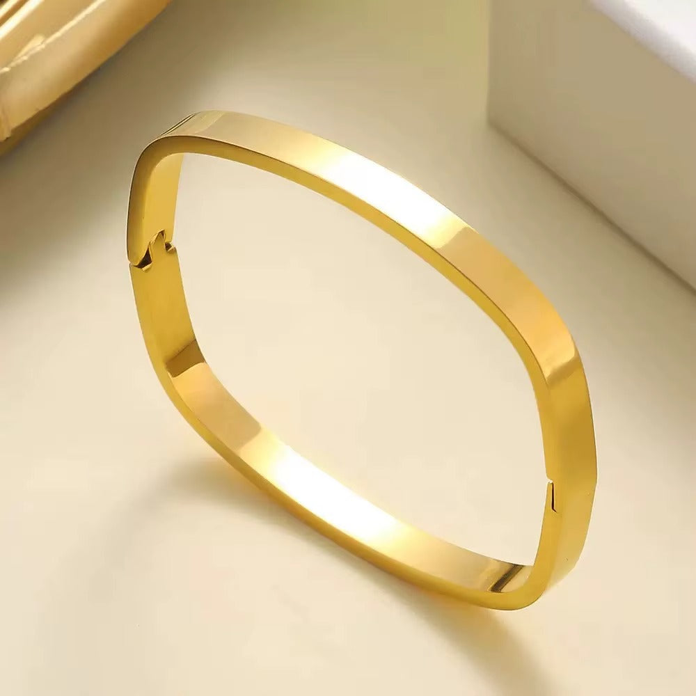 Golden Stainless Steel Square Bracelet - Bracelet