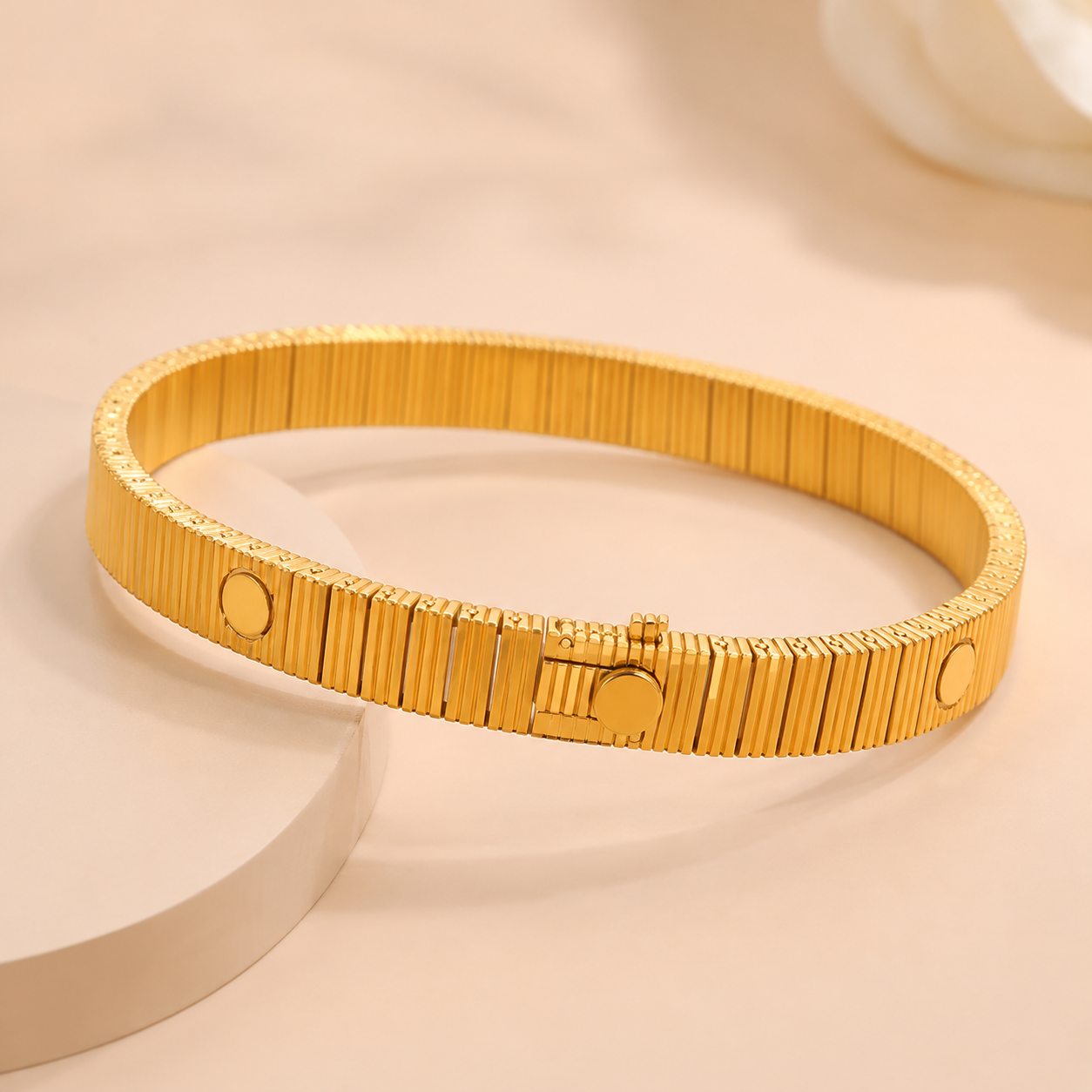 Golden Texture Stainless Steel Bracelet - Bracelet