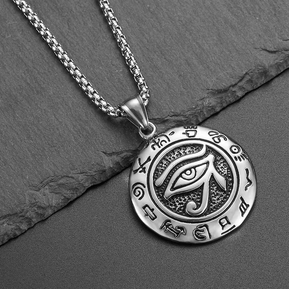 Stainless Steel Egyptian Eye Pendant Necklace - Necklace