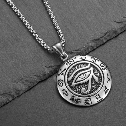 Stainless Steel Egyptian Eye Pendant Necklace - Necklace