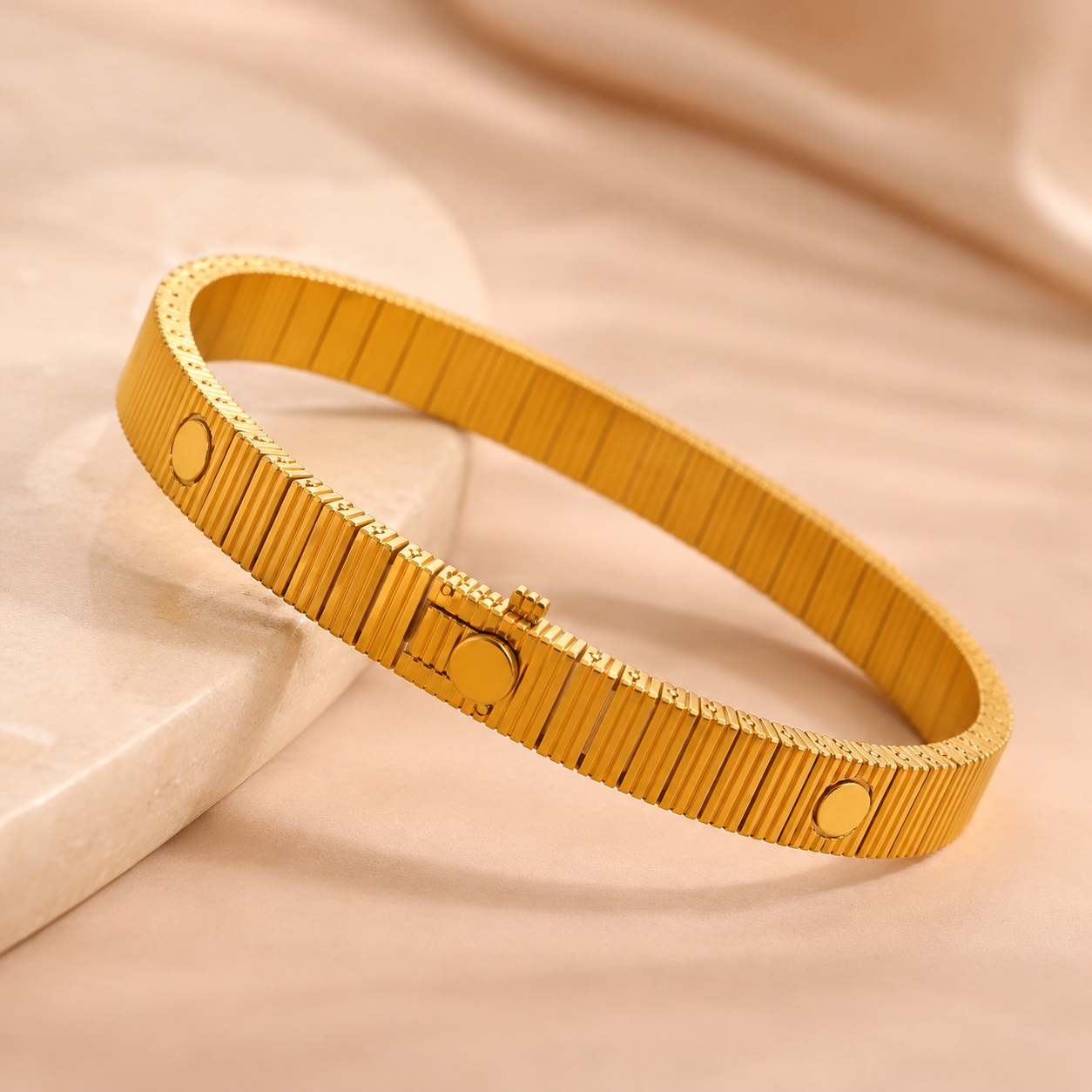 Golden Texture Stainless Steel Bracelet - Bracelet