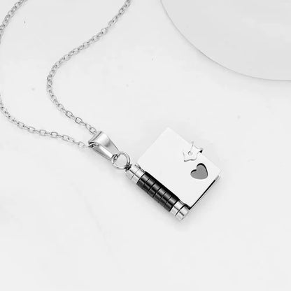 Custom Stainless Steel Opn Book Style Locket Necklace - Necklace