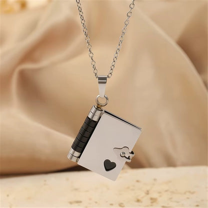 Custom Stainless Steel Opn Book Style Locket Necklace - Necklace
