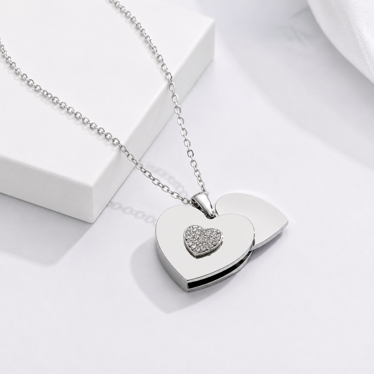 Custom Stainless Steel Heart Locket Necklace - Necklace