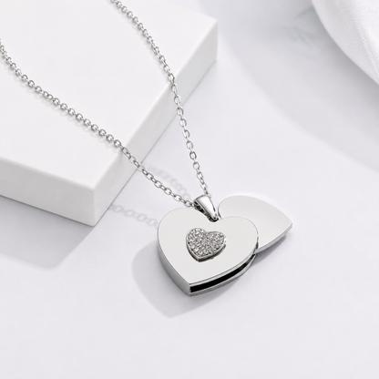 Custom Stainless Steel Heart Locket Necklace - Necklace