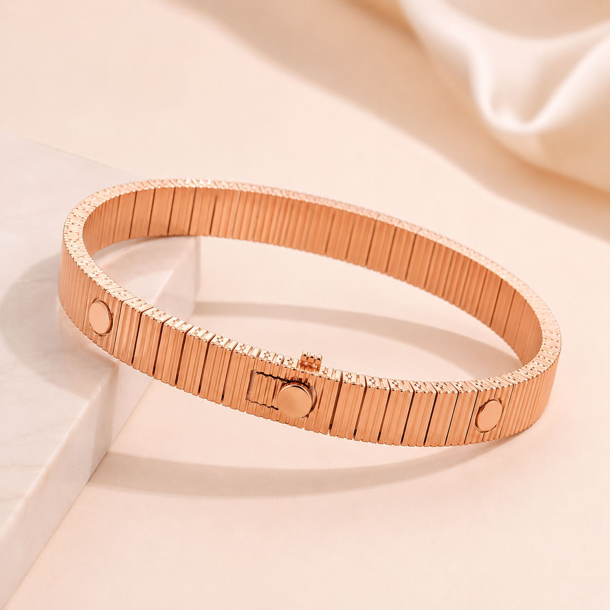 Golden Texture Stainless Steel Bracelet - Bracelet