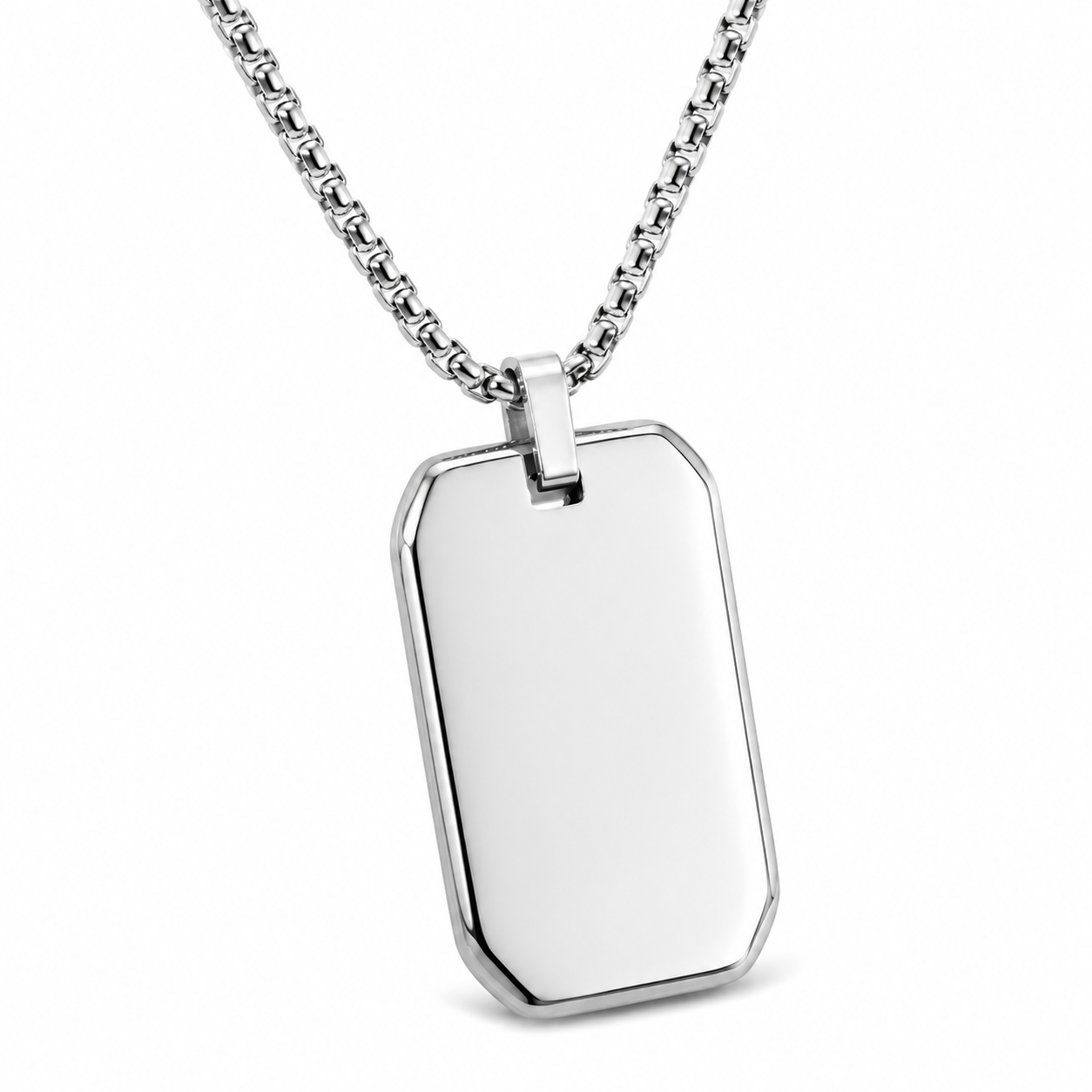 Plain Stainless Steel Pendant Chain Necklace - Necklace