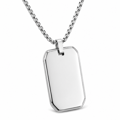 Plain Stainless Steel Pendant Chain Necklace - Necklace