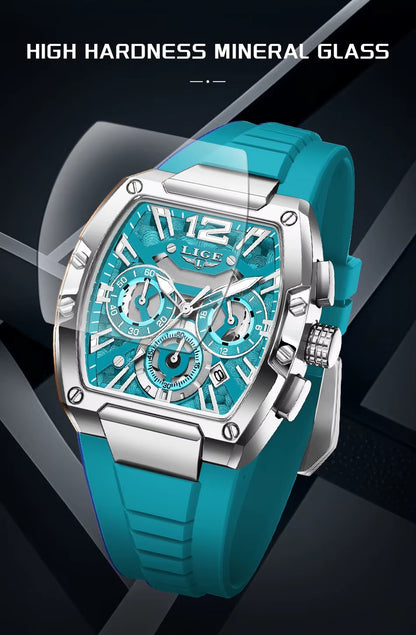 Men's Chronograph Blue Watch with Silicone Strap