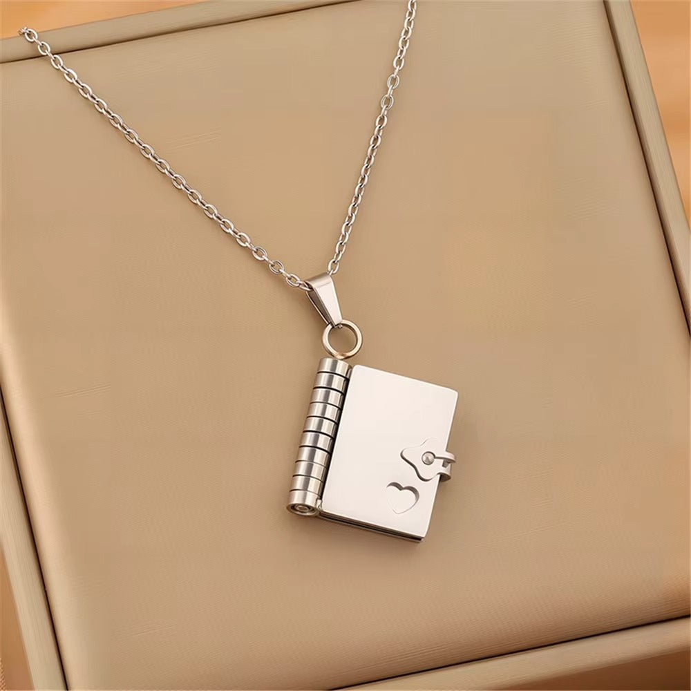 Custom Stainless Steel Opn Book Style Locket Necklace - Necklace