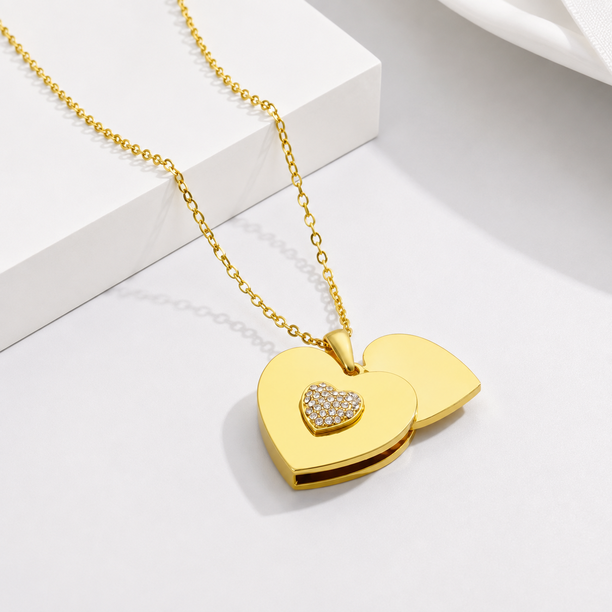 Custom Stainless Steel Heart Locket Necklace - Necklace