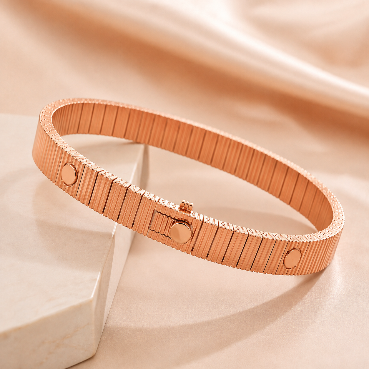 Golden Texture Stainless Steel Bracelet - Bracelet