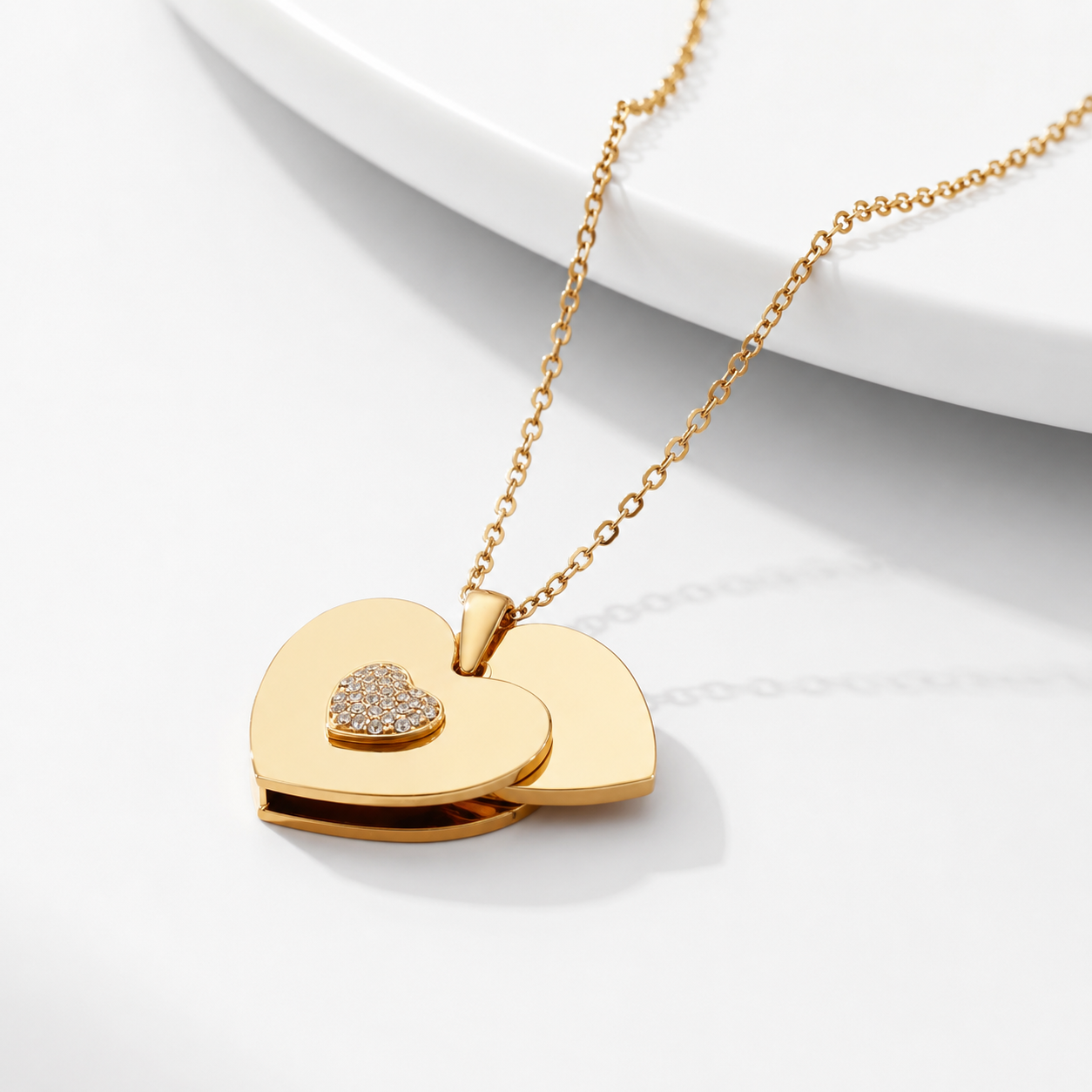 Custom Stainless Steel Heart Locket Necklace - Necklace
