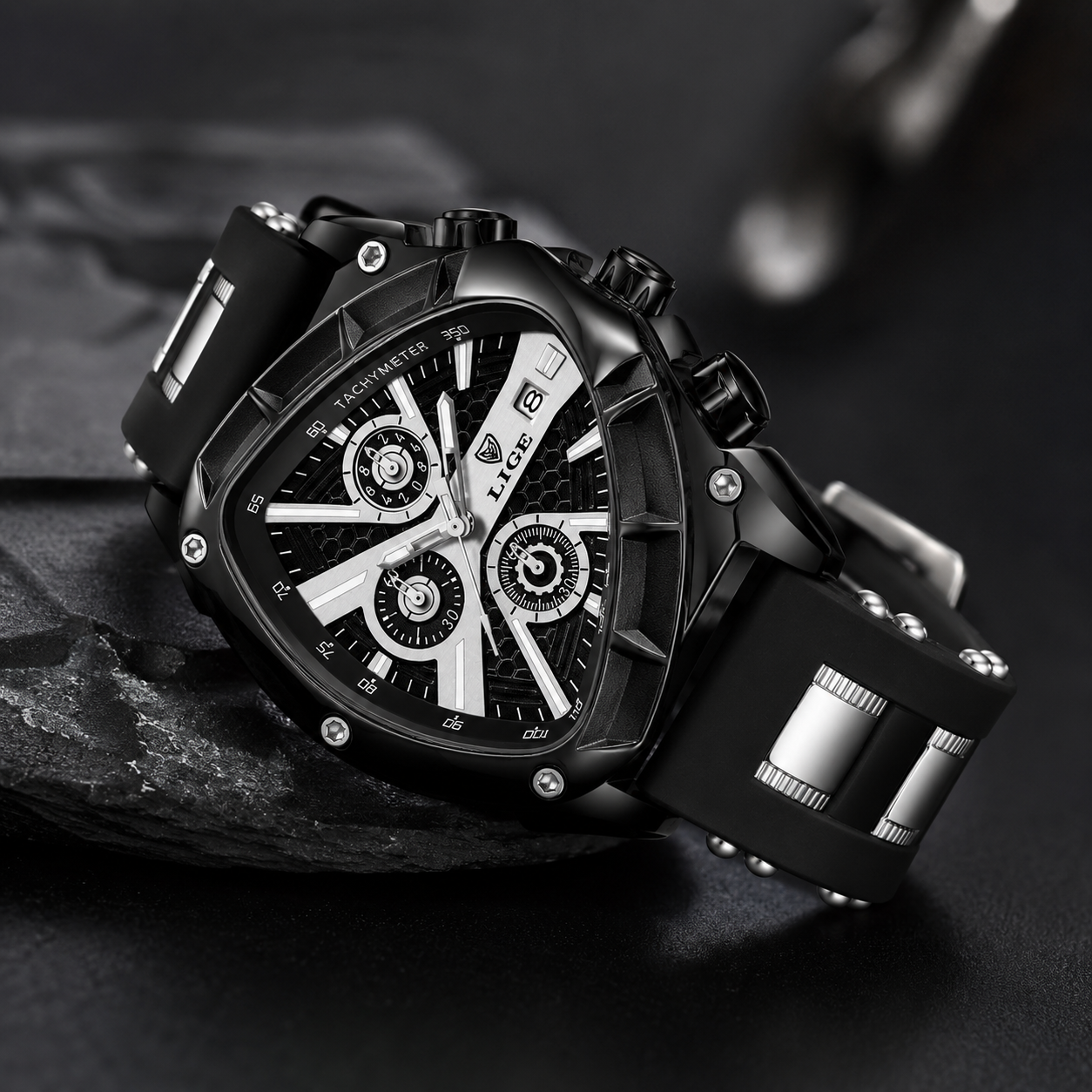 Men's Chronograph Blue Watch with Silicone Strap