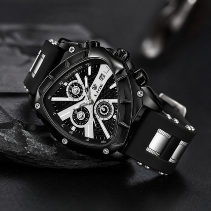 Men's Chronograph Blue Watch with Silicone Strap