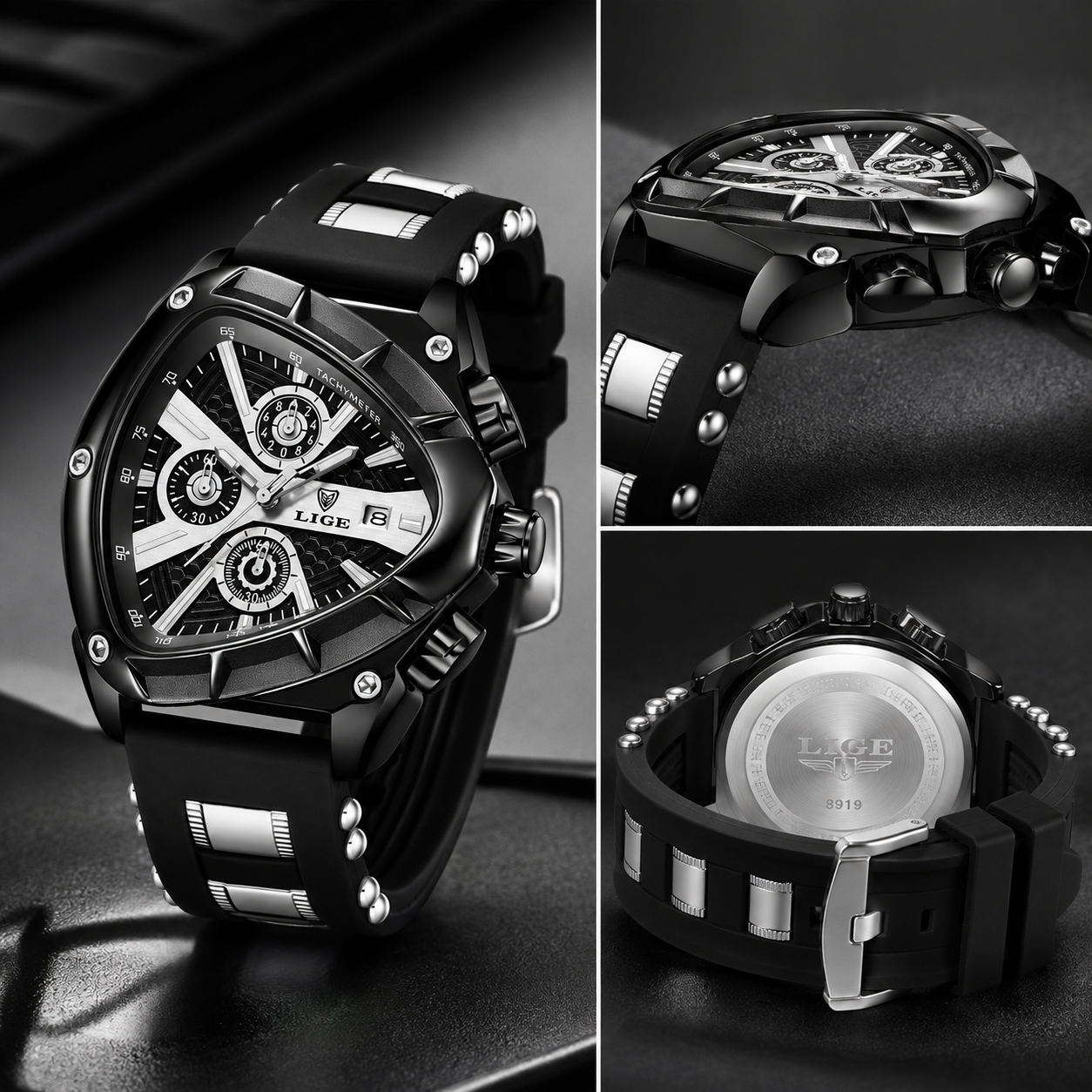 Men's Chronograph Blue Watch with Silicone Strap