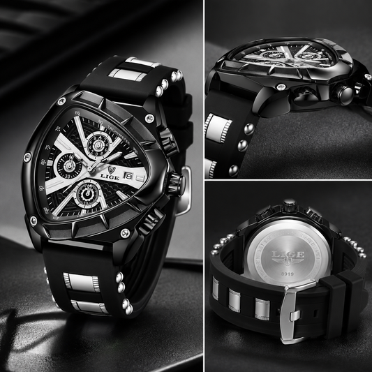 Men's Chronograph Blue Watch with Silicone Strap