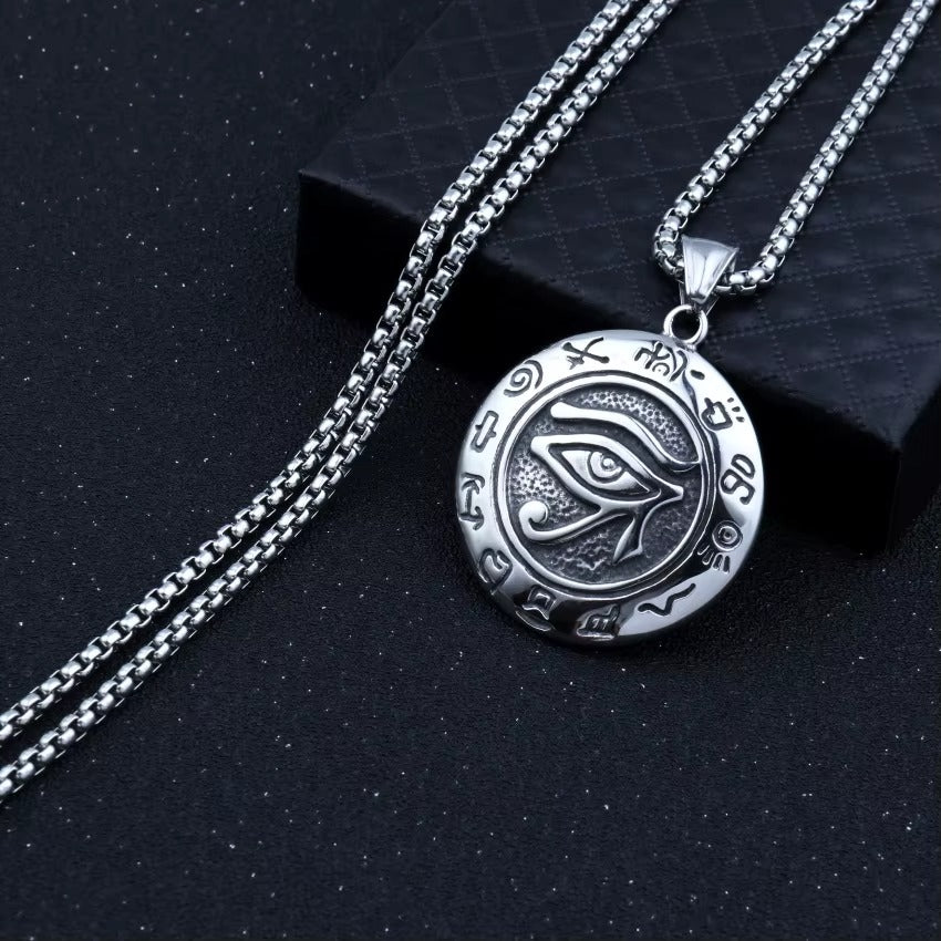 Stainless Steel Egyptian Eye Pendant Necklace - Necklace
