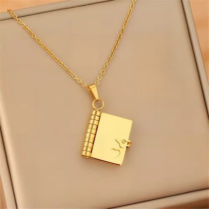 Custom Stainless Steel Opn Book Style Locket Necklace - Necklace