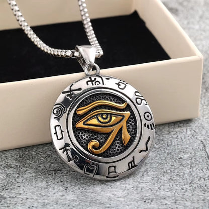 Stainless Steel Egyptian Eye Pendant Necklace - Necklace