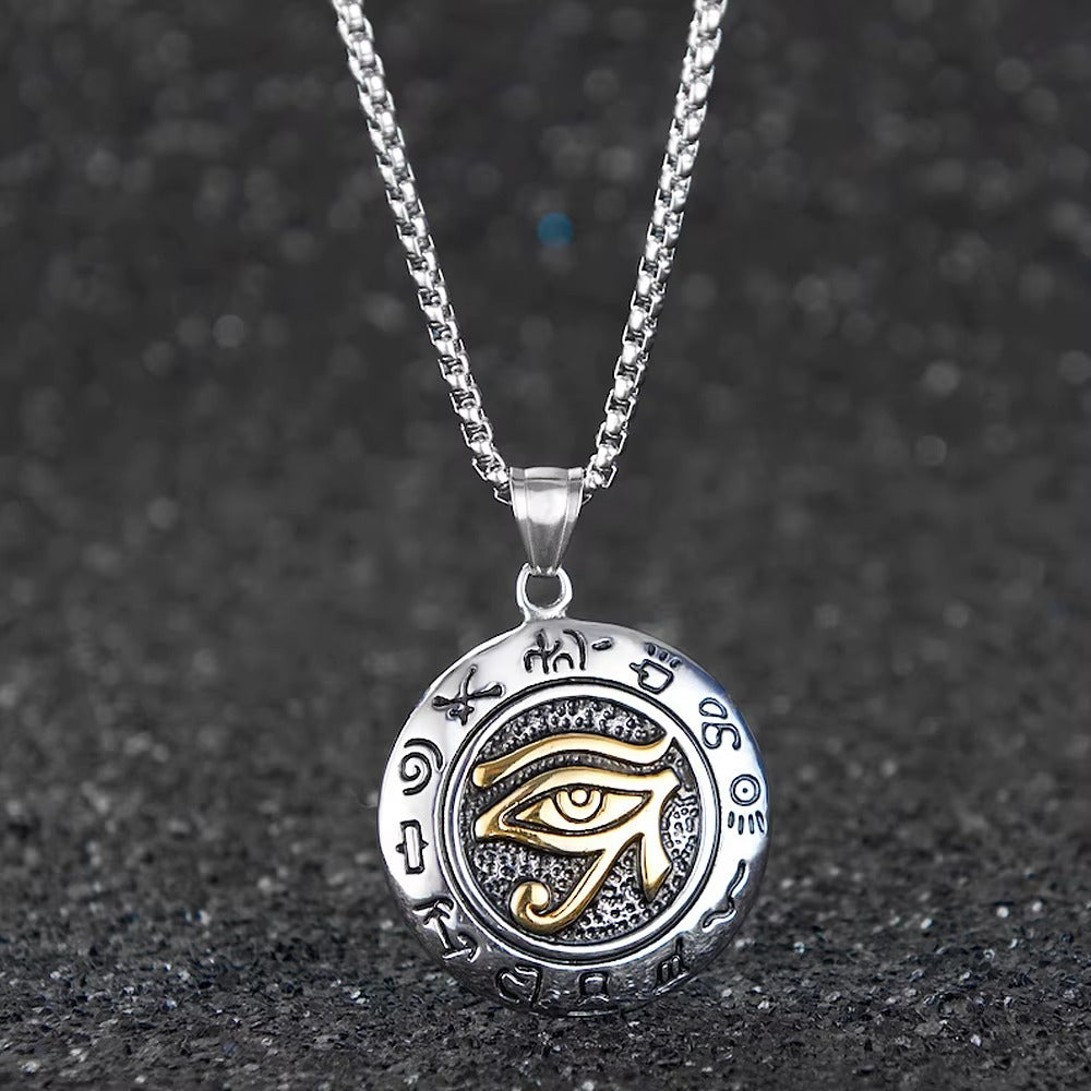 Stainless Steel Egyptian Eye Pendant Necklace - Necklace