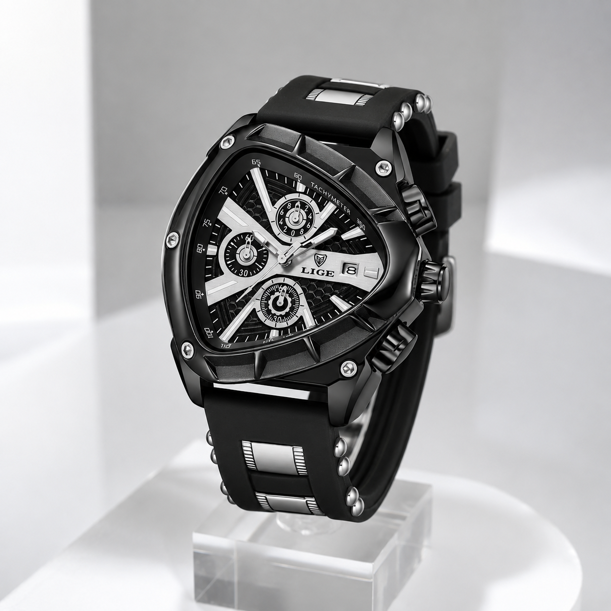 Men's Chronograph Blue Watch with Silicone Strap