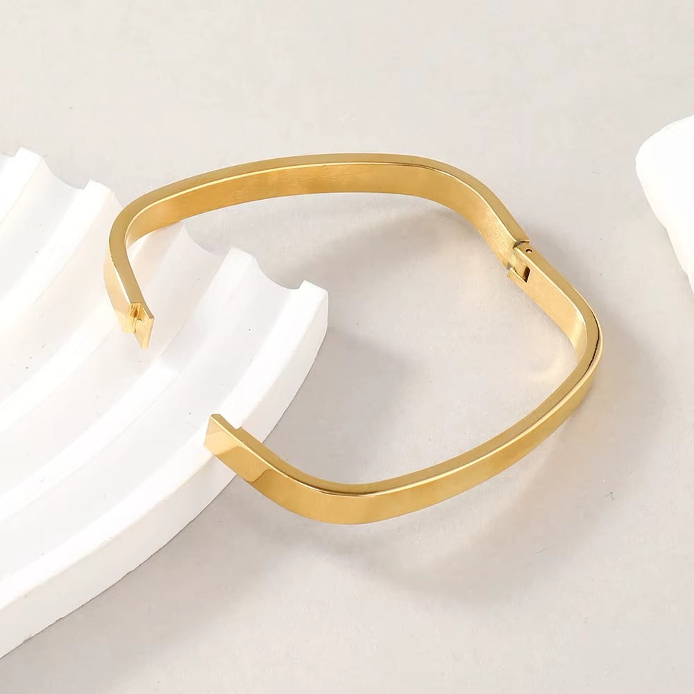 Golden Stainless Steel Square Bracelet - Bracelet