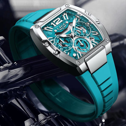 Men's Chronograph Blue Watch with Silicone Strap