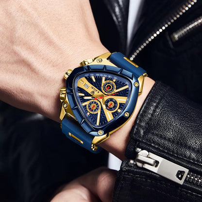 Men's Chronograph Blue Watch with Silicone Strap