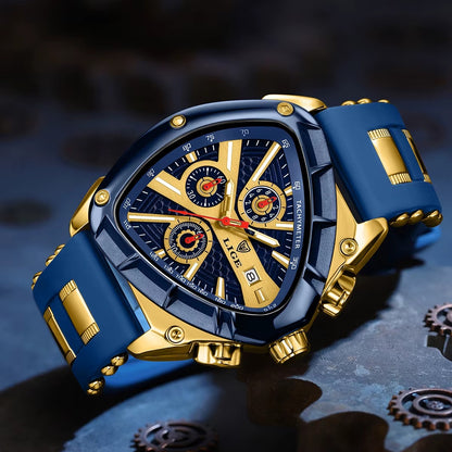 Men's Chronograph Blue Watch with Silicone Strap