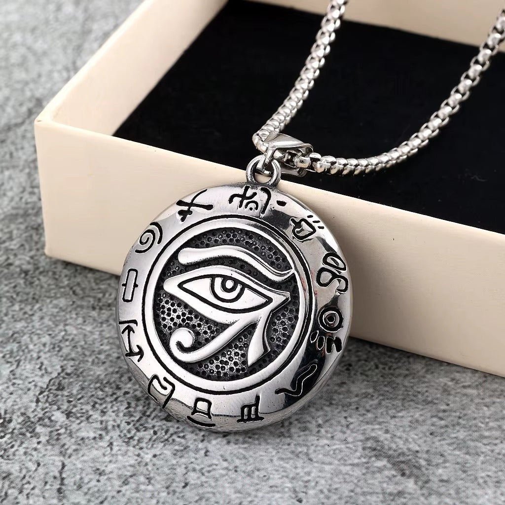 Stainless Steel Egyptian Eye Pendant Necklace - Necklace