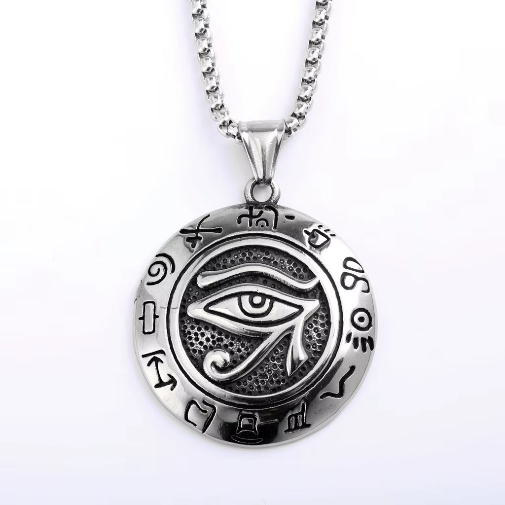 Stainless Steel Egyptian Eye Pendant Necklace - Necklace