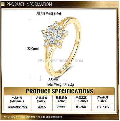 Five Point Star Sterling Silver Moissanite Ring