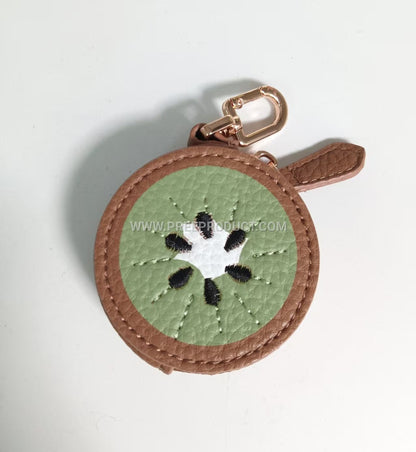 Fruit‑Print Mini PU Wallet Keychain with Fresh‑Style Storage