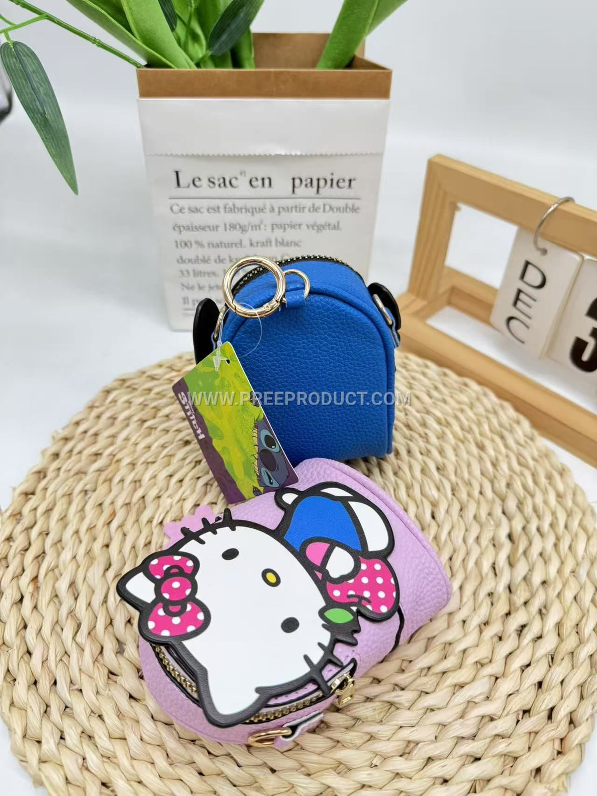 Polyurethane Cute Mickey & Minnie Cartoon Mini Key & Coin Pouch