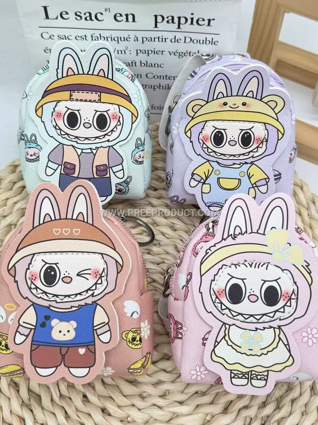 Mini PU Cartoon Backpack Charm Pouch – Light Expandable Organizer